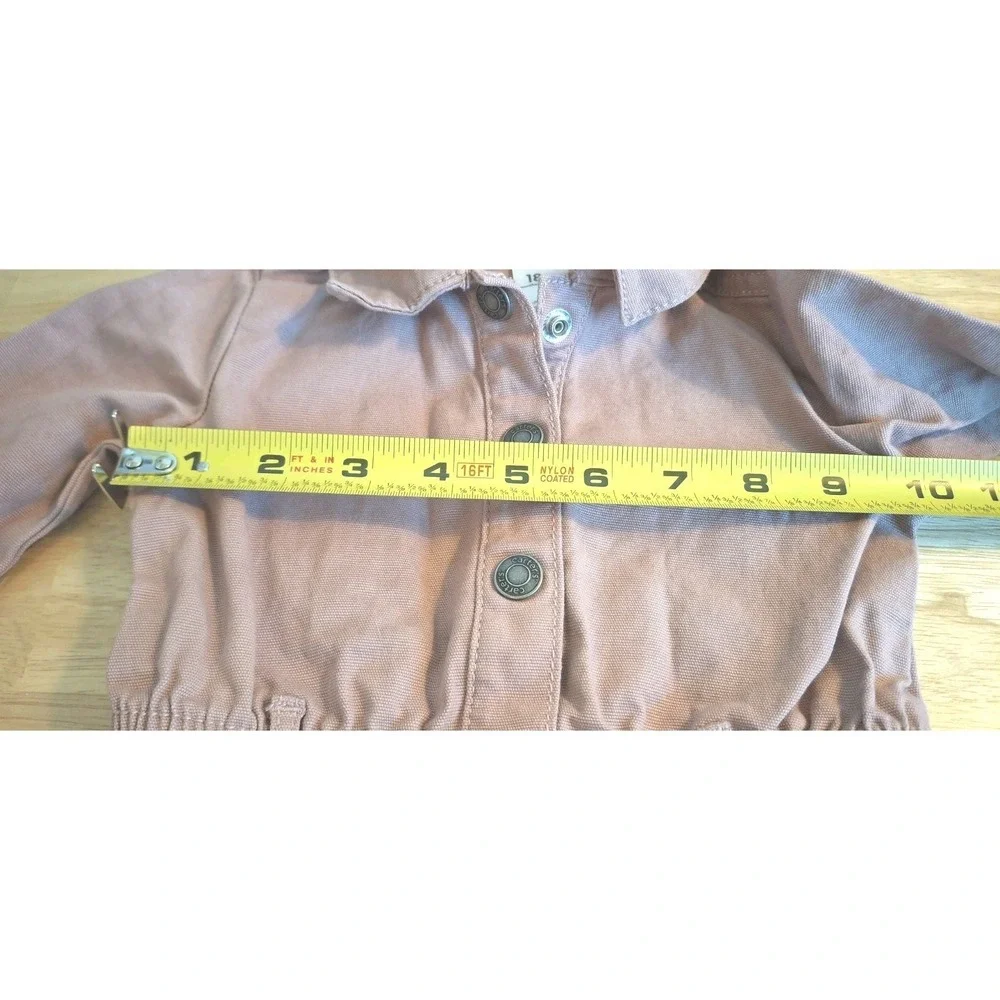 Carter's Toddler Girls Utility Jumpsuit Romper Dusty Pink Twill 18M Long Sleeve